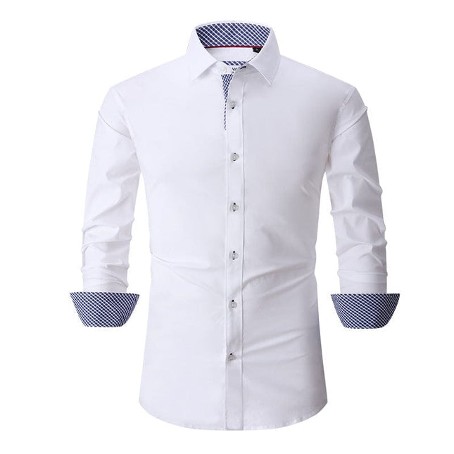 Camisa de manga larga elástica de algodón de manga larga para hombre de primavera y otoño