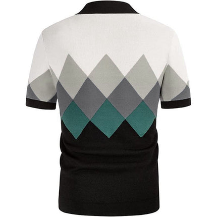 Wholesale Men's Summer Short Sleeve Diamond Jacquard Polo Shirt