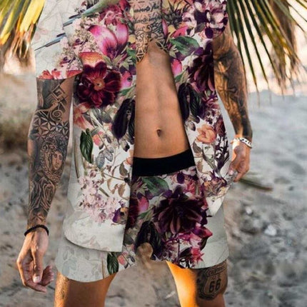 Wholesale Men's Summer Beach Casual Loose Short Shirt Sleeve Shorts Two Piece Set