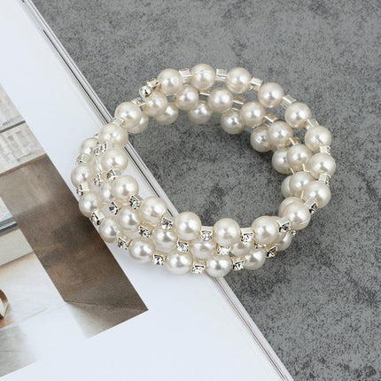 Art- und Weisemehrschichtiges Perlen-Diamant eingewickeltes gewundenes Armband-koreanisches breites Armband-Frauen