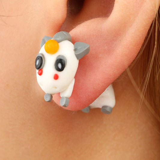 Handmade Soft Pottery Cartoon Animal Unicorn Body Piercing Stud Earrings