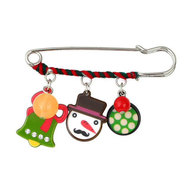 Dibujos animados lindo acrílico Navidad muñeco de nieve cervatillo sombrero anciano cabeza Logo colgante insignia broche