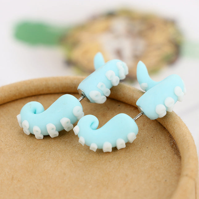 Handmade Personalized Squid Pottery Earrings