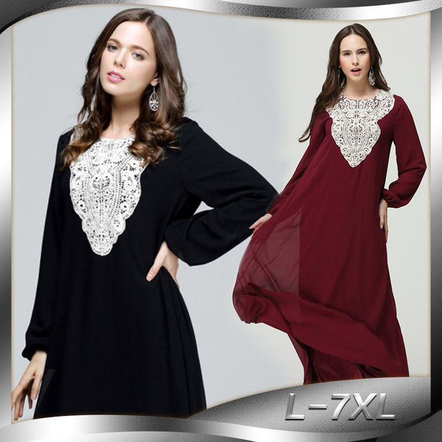 Wholesale Women's Chest Applique Malaysia Arabic Plus Size Dress