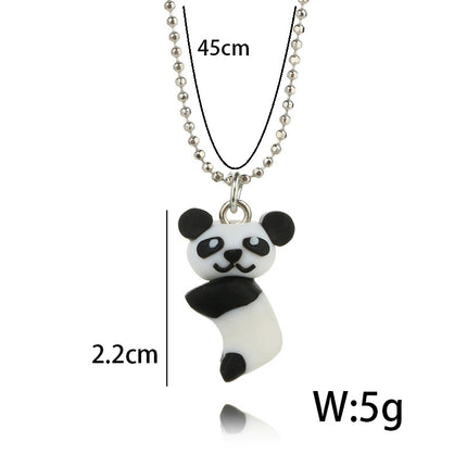 Collar con colgante de Animal de dibujos animados de cadena de cuentas de cerámica suave Panda lindo hecho a mano