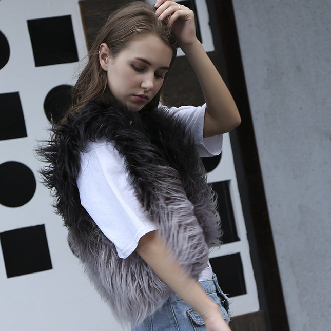 Wholesale Women's Fashion Faux Fox Fur Vest Short Jacket