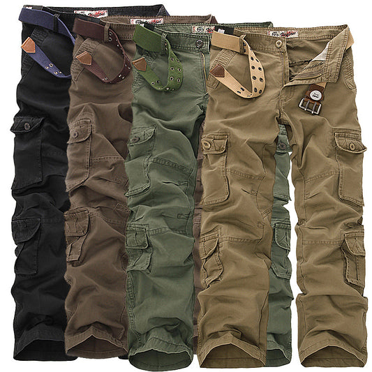 Wholesale Men's Plus Size Casual Washed Workwear Multi-Pockets Pants
