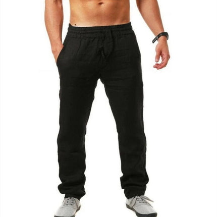 Wholesale Men's Summer Cotton Linen Casual Sports Elastic Tether Pants