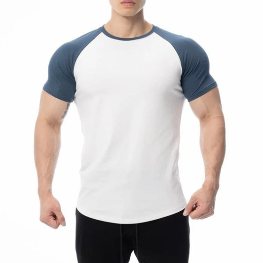 Wholesale Men's Slim Fitness Sports Raglan Short Sleeve Round Neck T-Shirt