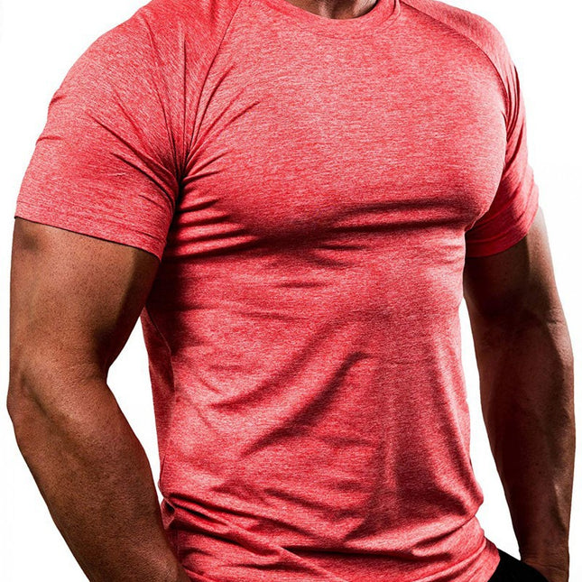 Wholesale Men's Quick Dry Elastic Tight Short Sleeve Sports T-Shirt