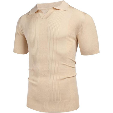 Wholesale Men's Casual Solid Color Lapel Short Sleeve Slim Fit Polo Shirt