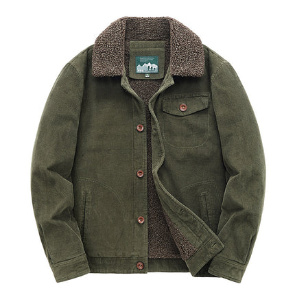 Wholesale Men's Fall Winter Plush Thick Sherpa Coat Casual Corduroy Jacket