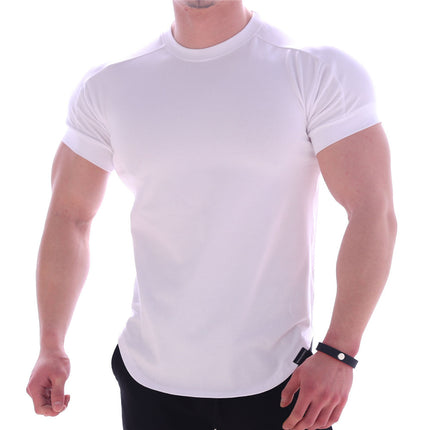 Wholesale Men's Round Neck Stretch Fit Sports Fitness Short Sleeve T-Shirt