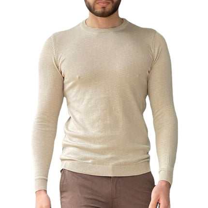 Wholesale Men's Spring Autumn Round Neck Long Sleeve Pullover Thin Sweater