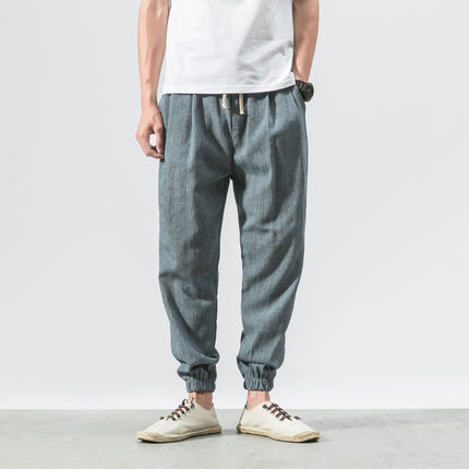 Wholesale Men's Summer Plus Size Linen Cotton Harem Casual Pants