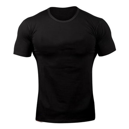 Wholesale Men's Fitness Sports Casual Short Sleeve Stretch Solid Color T-Shirt