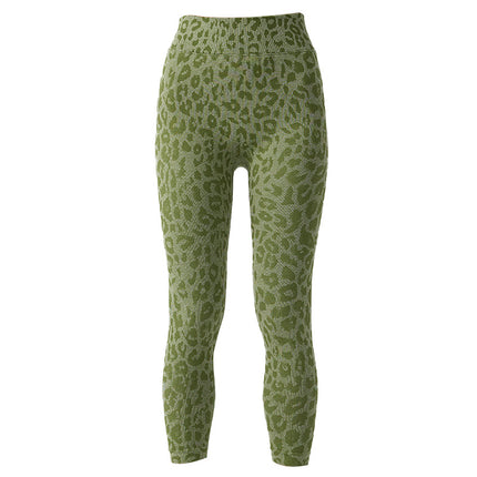 Leggings recortados de leopardo Deportes Pantalones de yoga de fitness sin costuras