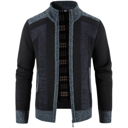 Wholesale Men's Stitching Fleece Sweater Stand Collar Zipper Jacket