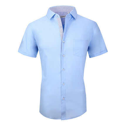 Wholesale Men's Casual Cardigan Business Short Sleeve Cotton Shirt