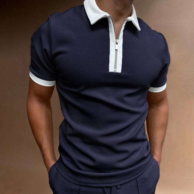 Wholesale Men's Summer Check Casual Plus Size Short Sleeves Polo Shirt