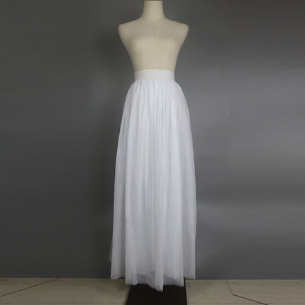 High Waist A-Line Mesh Pleated Plus Size Women's Skirt