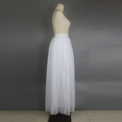 falda de mujer de talla grande plisada de malla de línea a de cintura alta