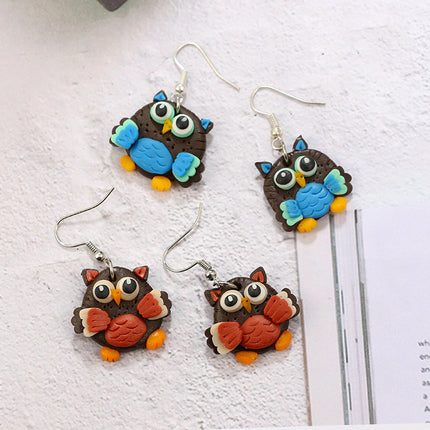 Handmade Owl Fashion Style Stud Earrings
