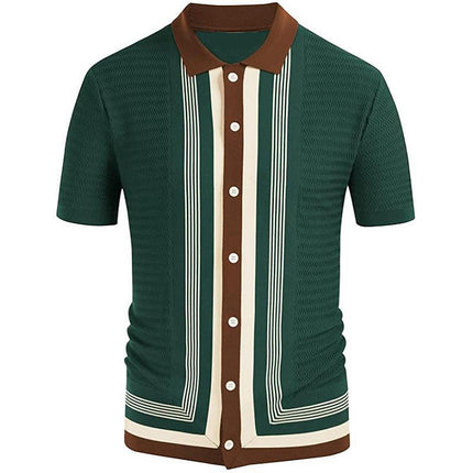 Wholesale Men's Summer Striped Lapel Short Sleeve Business Polo Shirt