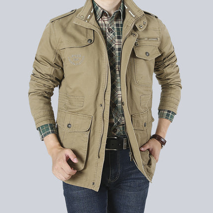 Wholesale Men's Fall Winter Mid-Length Stand Collar Oversized Jacket