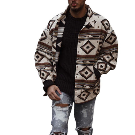 Wholesale Men's Fall Outerwear Print Pattern Lapel Breasted Jacket