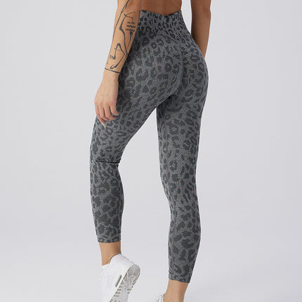 Wholesale Women's Sports Seamless Fitness Yoga Leopard Cropped Leggings