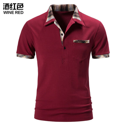 Wholesale Men's Summer Short Sleeve Lapel Polo Shirt Men's Plaid Top
