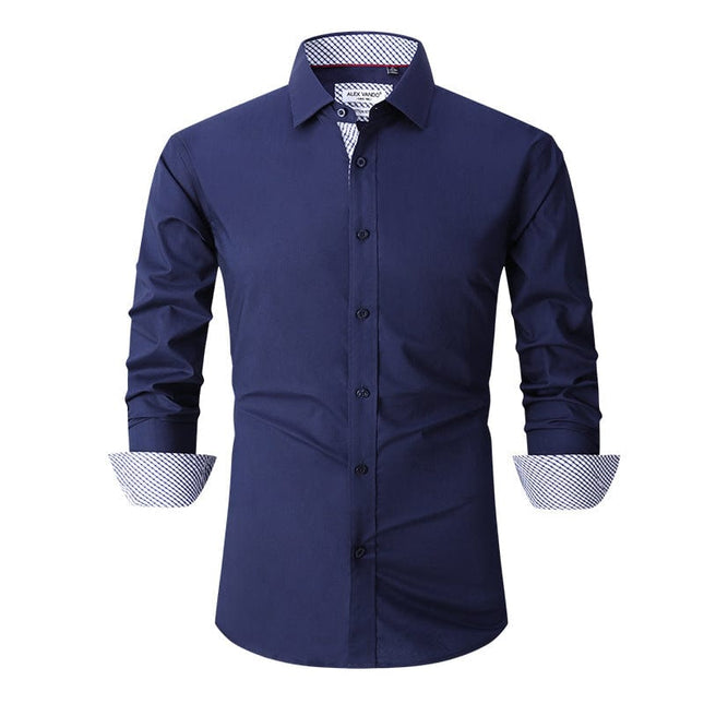 Wholesale Men's Spring Autumn Long Sleeve Elastic Half Front Shirt