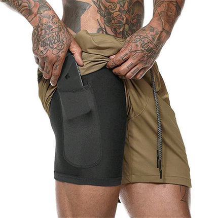Wholesale Men's Casual Fitness Multi Pocket Loose Double Layer Sports Shorts