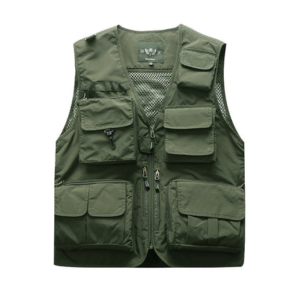 Wholesale Men's Outdoor Quick Dry Mesh Multi Pocket Plus Size Vest