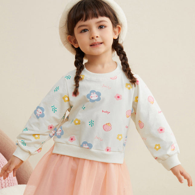 Wholesale Girls Long Sleeve Fleece Cartoon Princess Cute Mesh Dress