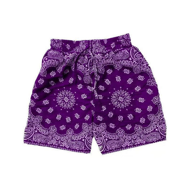 Pantalones cortos de tres puntos de playa sueltos rectos florales de verano para hombres