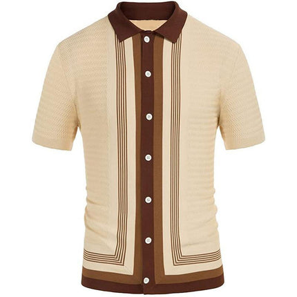Wholesale Men's Summer Striped Lapel Short Sleeve Business Polo Shirt