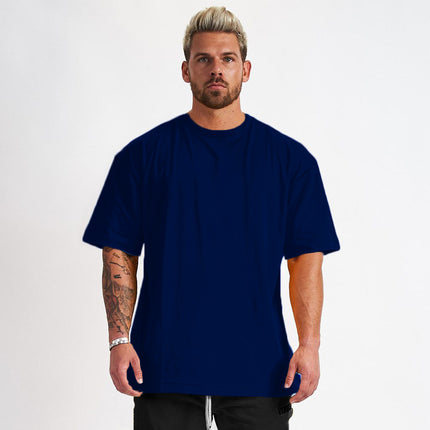 Wholesale Men's Cotton Large Size Sports Fitness Casual Short Sleeve T-Shirt