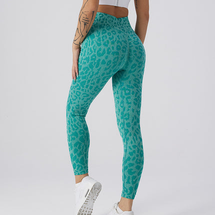 Wholesale Women's Sports Seamless Fitness Yoga Leopard Cropped Leggings