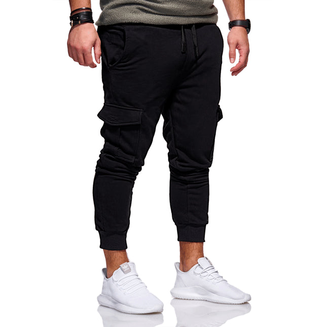Pantalones deportivos multibolsillos elásticos de moda informal para hombre