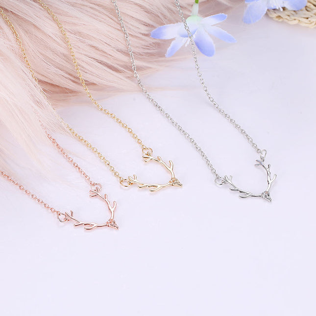 Wholesale Fashion Christmas Small Antlers Deer Head Elk Necklace