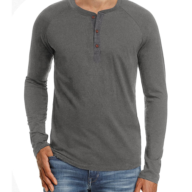 Men's Casual Sports Solid Color Long Sleeve T-Shirt Top