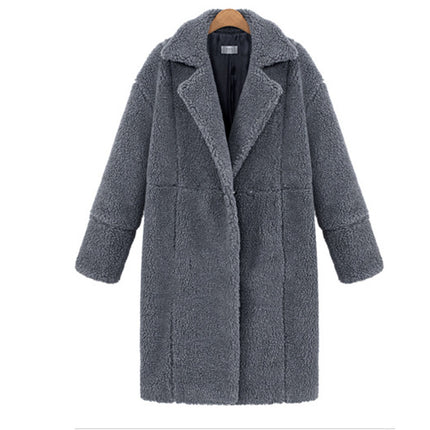 Abrigo de lana medio largo grueso de cachemira de invierno para mujer