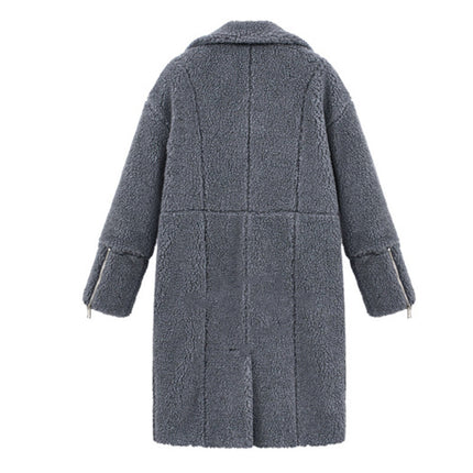 Abrigo de lana medio largo grueso de cachemira de invierno para mujer