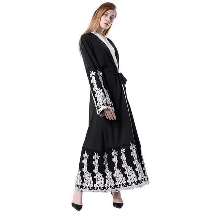 Women's Mesh Stitching Embroidered Loose Cardigan Robe