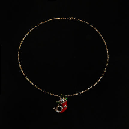 Rote Weihnachtshut-Tropföl-Legierungs-Halsketten-Stern-Schlüsselbein-Kette