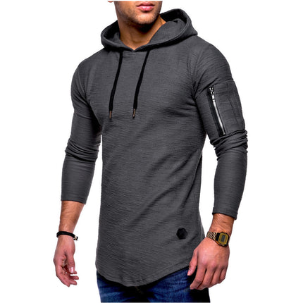Wholesale Men's Fall Winter Jacquard Hooded Long Sleeve Long Hoodies