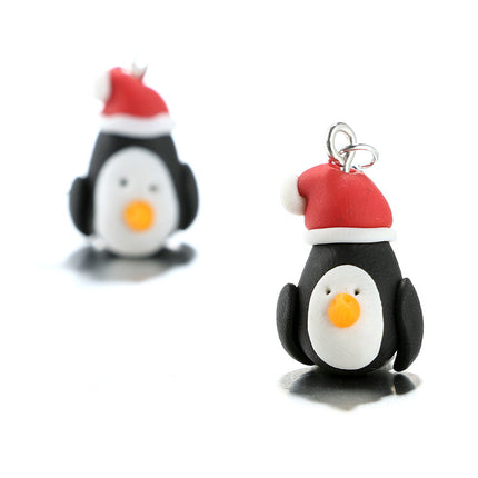 Süße handgefertigte weiche Keramik-Karikatur-Tier-Pinguin-Ohrringe
