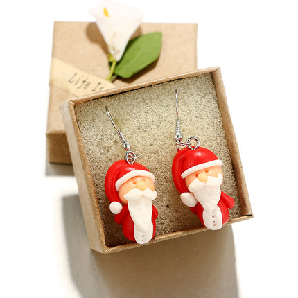 Cute Cartoon Creative Santa Claus Handmade Soft Pottery Earrings